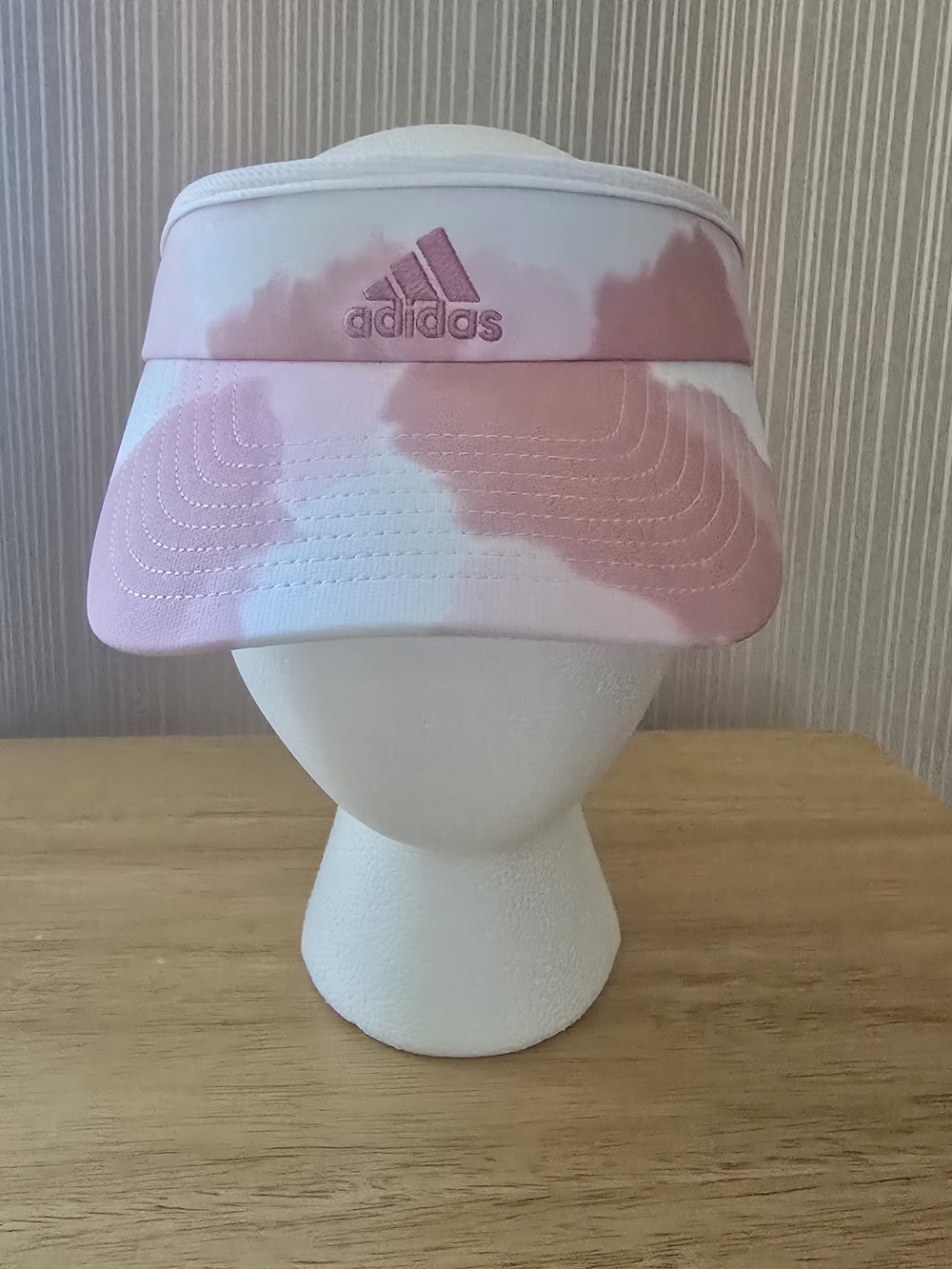 adidas Kids Pink and White Tie-Dye Visor Hat
